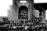 Archival black and white photo of World War I sailors at Burke circa 1920